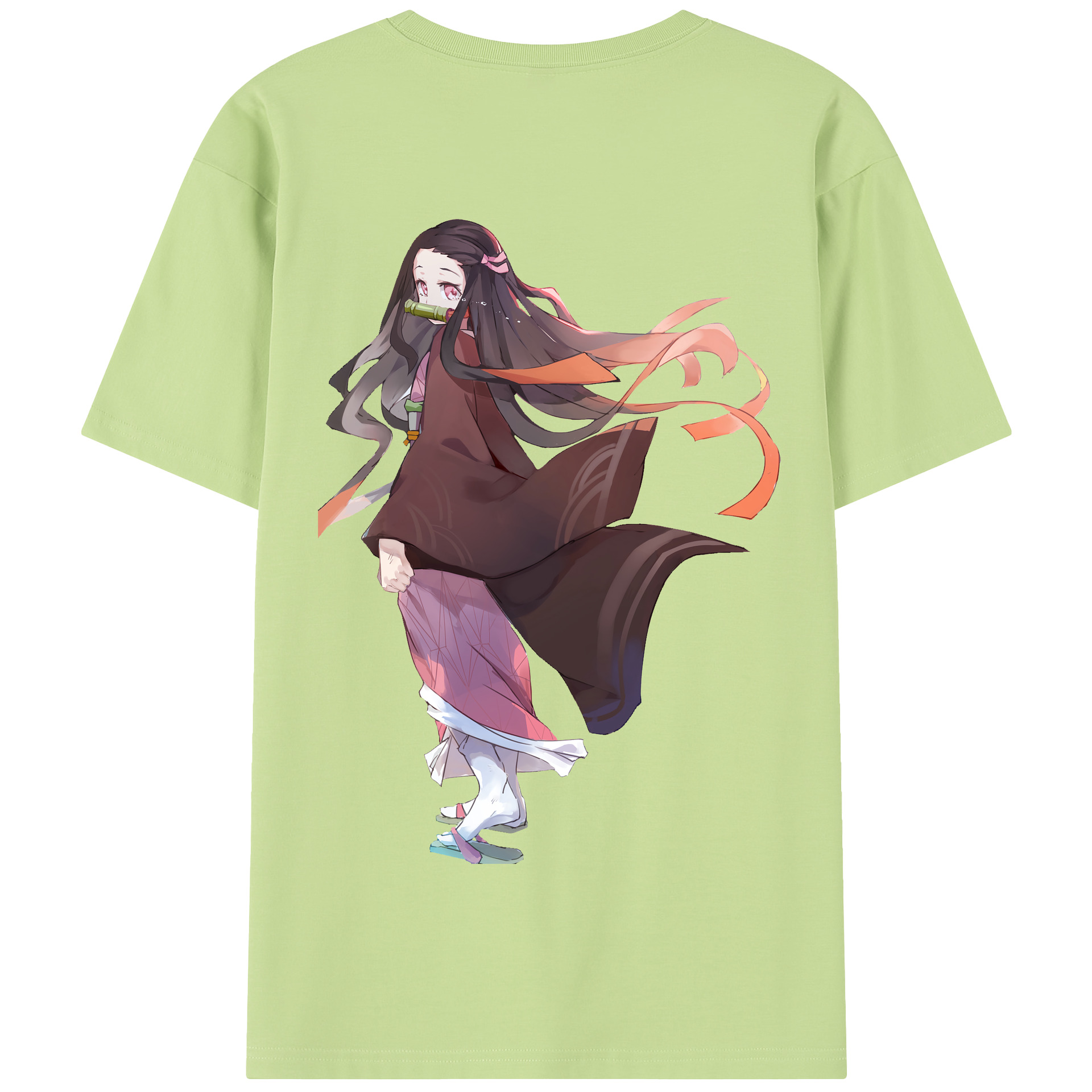 （画像用） 鬼滅の刃（きめつのやいば）竈門 禰󠄀豆子／かまど ねずこ Kamado Nezuko 綿100％半袖Tシャツ（背面プリント）